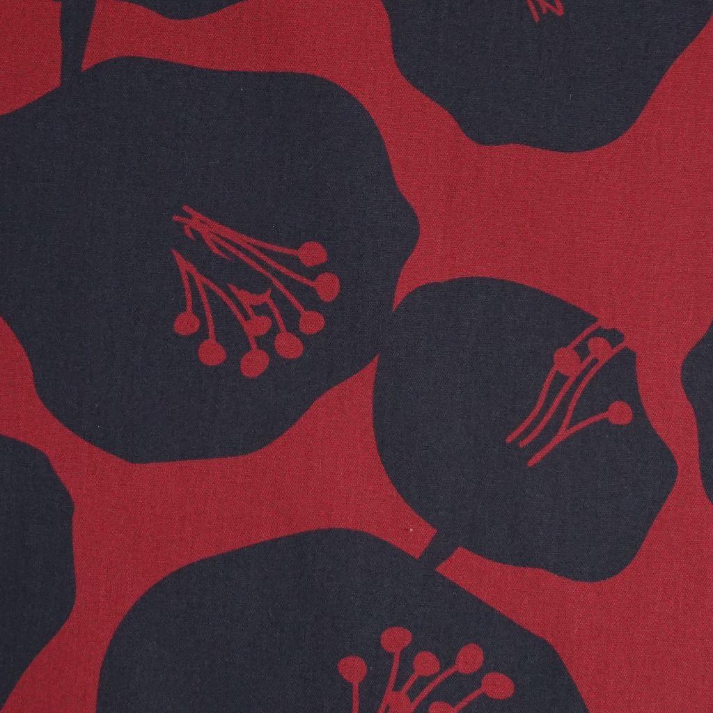 Preview: Baumwollstoff Motivdruck Popeline große Blumen schwarz rot